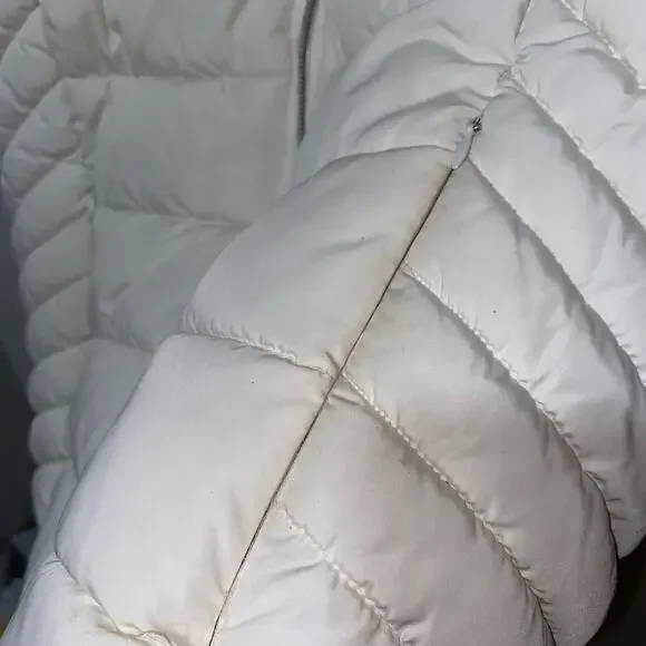 TOMMY HILFIGER White Puffer Vest Womens Size Large Zip Front Pockets High Collar - Picture 6 of 6